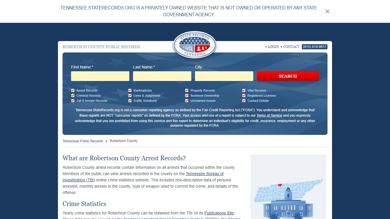 Robertson County Arrest, Court, and Public Records | StateRecords.org